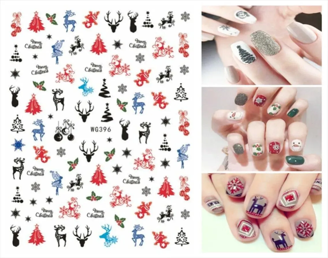 Festive Santa & Snowman Nail Art Stickers for Merry Christmas Manicures