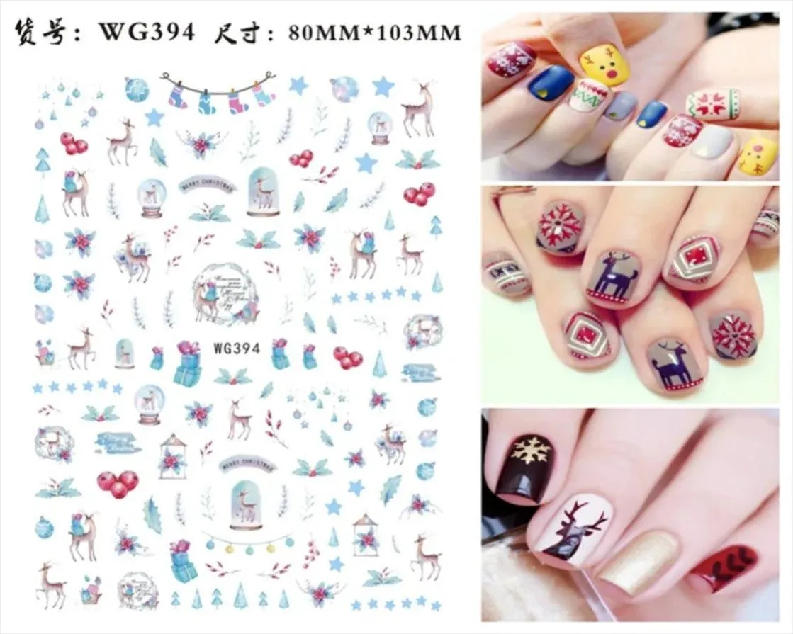 Festive Santa & Snowman Nail Art Stickers for Merry Christmas Manicures