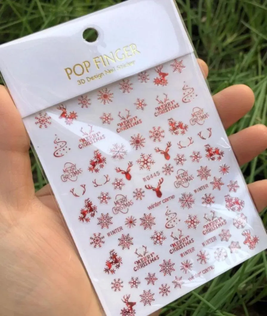 Festive Santa & Snowman Nail Art Stickers for Merry Christmas Manicures