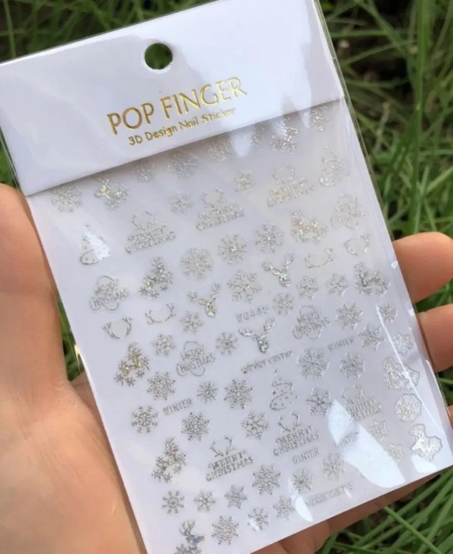 Festive Santa & Snowman Nail Art Stickers for Merry Christmas Manicures