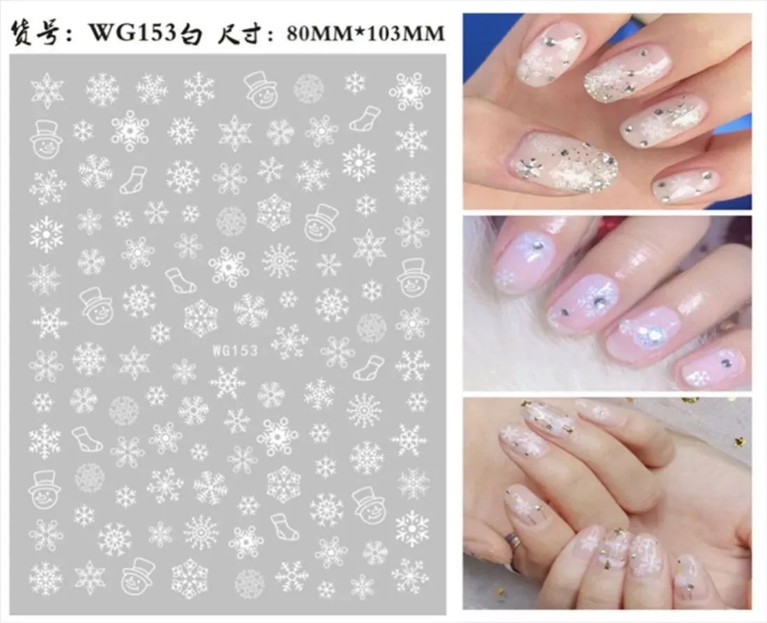 Festive Santa & Snowman Nail Art Stickers for Merry Christmas Manicures