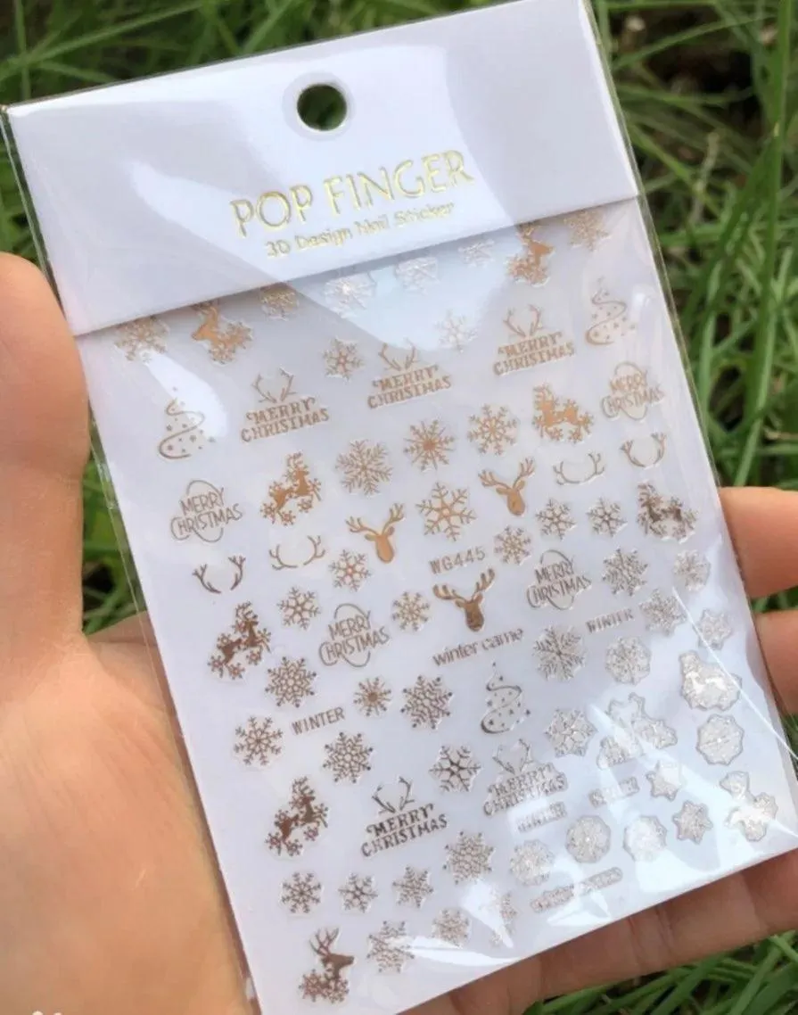 Festive Santa & Snowman Nail Art Stickers for Merry Christmas Manicures