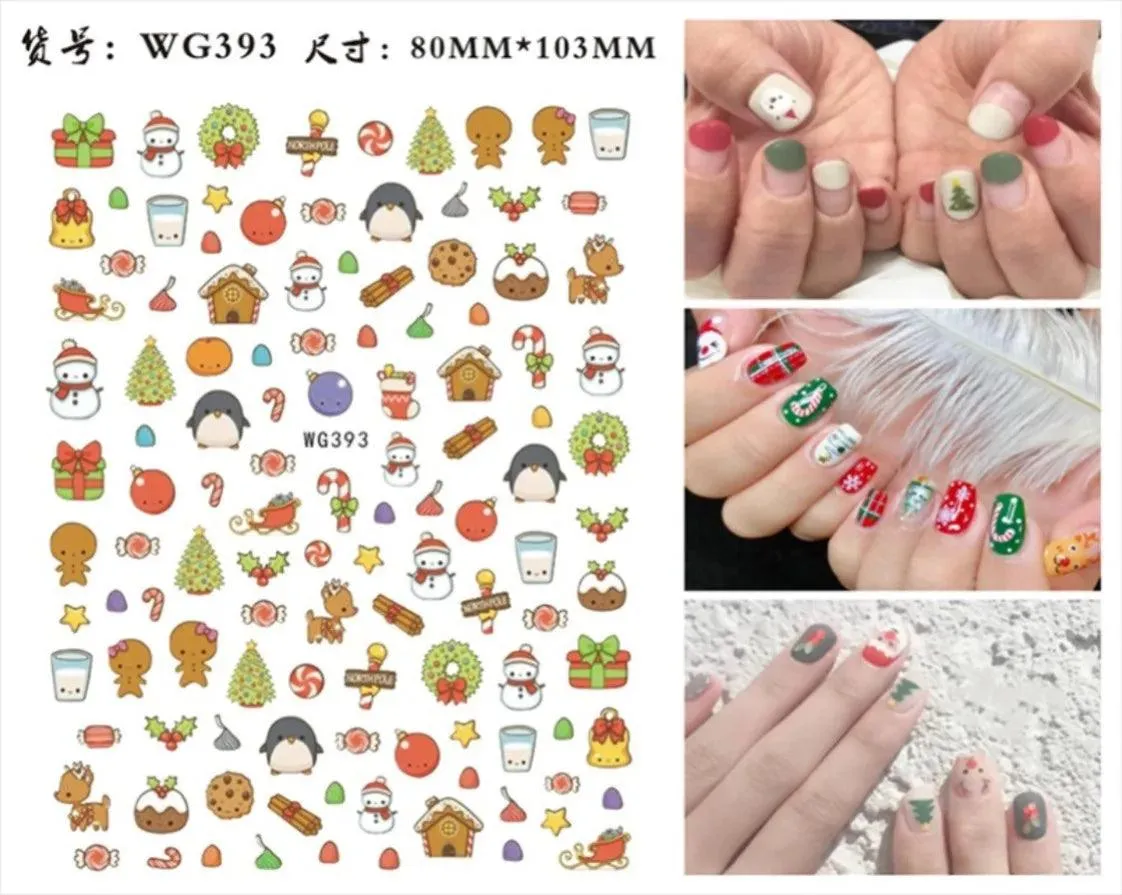 Festive Santa & Snowman Nail Art Stickers for Merry Christmas Manicures