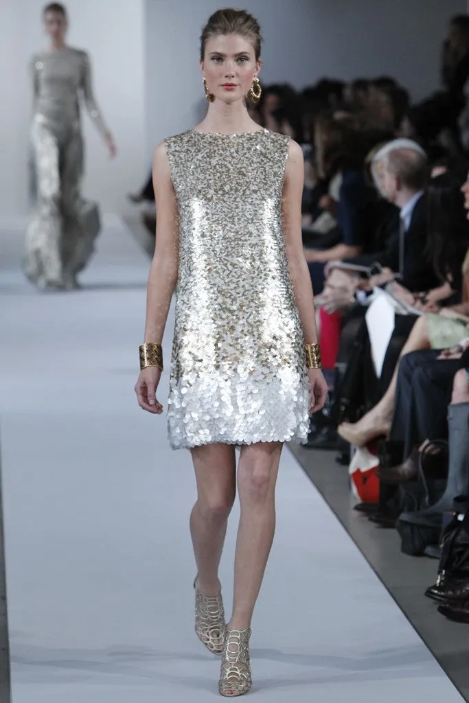 Gorgeous Resort 2013 Oscar de la Renta Runway Look 13 Gold Silver & Ivory Sequin Dress