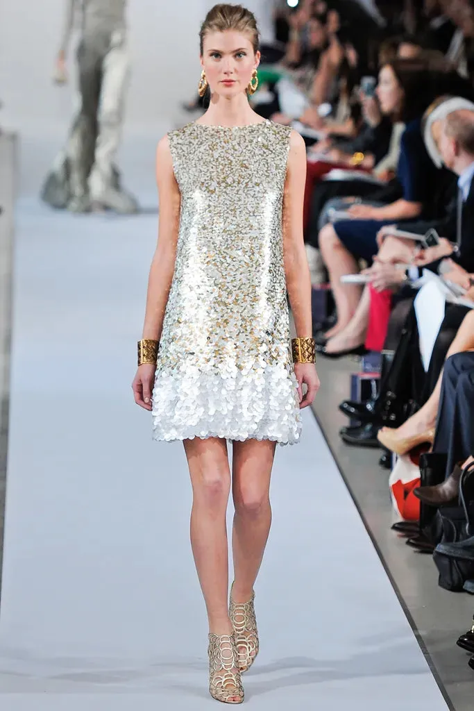 Gorgeous Resort 2013 Oscar de la Renta Runway Look 13 Gold Silver & Ivory Sequin Dress