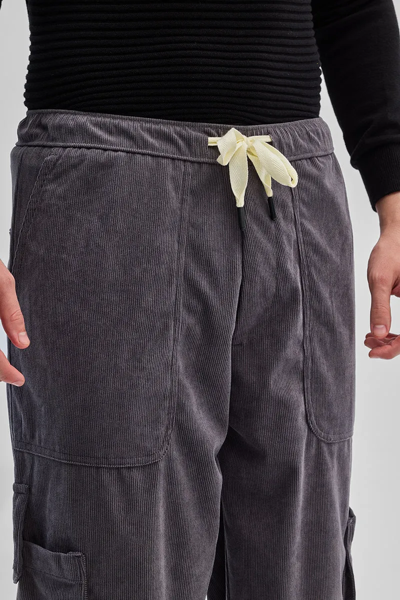 Grey Baggy Fit Cargo Pants