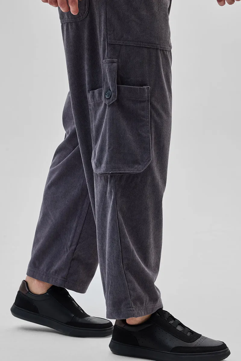Grey Baggy Fit Cargo Pants