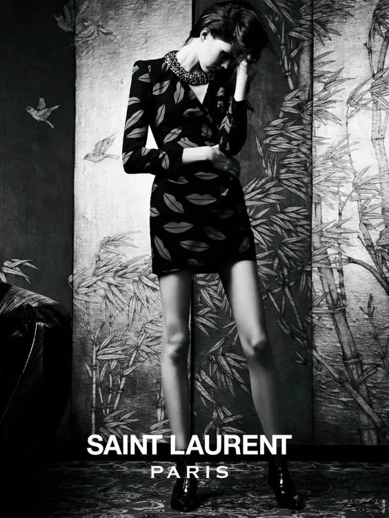 Iconic Spring 2014 Saint Laurent by Heidi Slimane Black & Red Lip Print Silk Wrap Dress