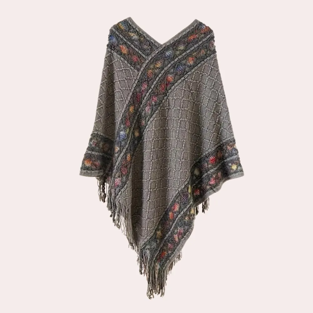 Ivyshape | Boho Poncho for Women With Trendy V-Neck