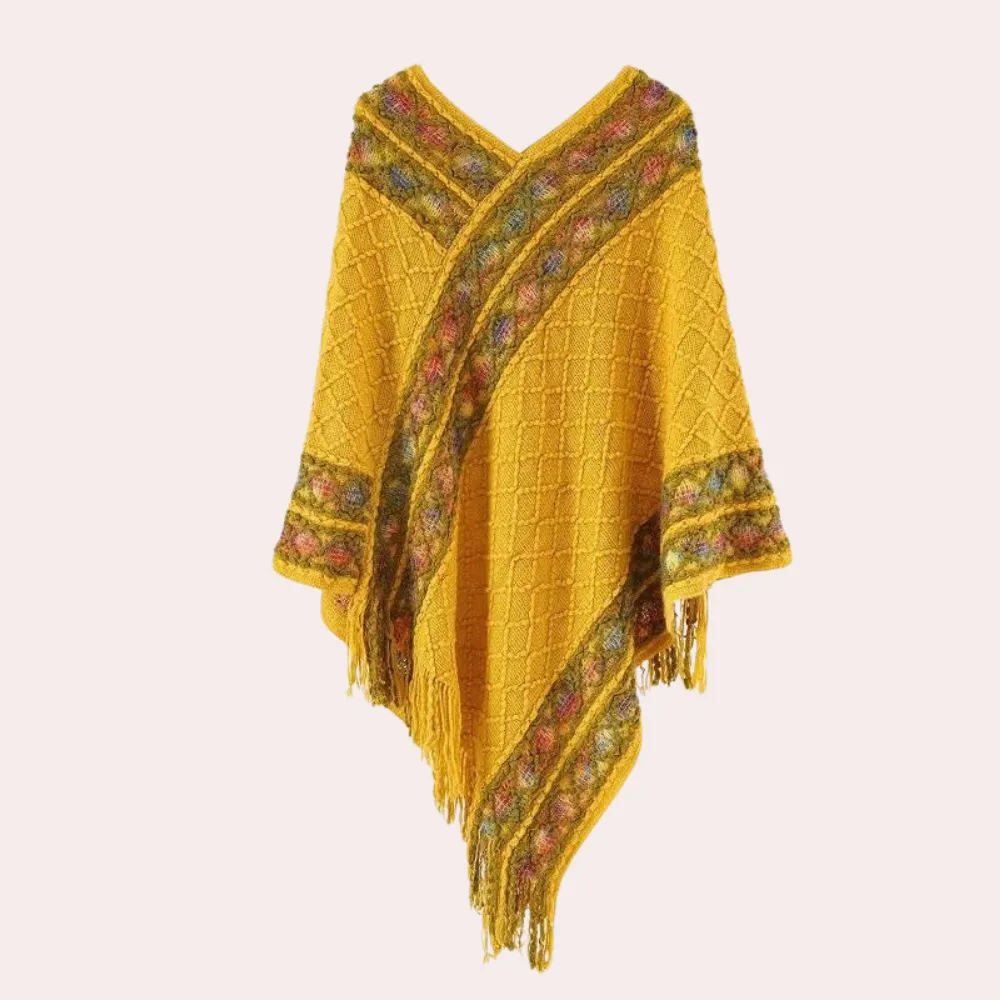 Ivyshape | Boho Poncho for Women With Trendy V-Neck