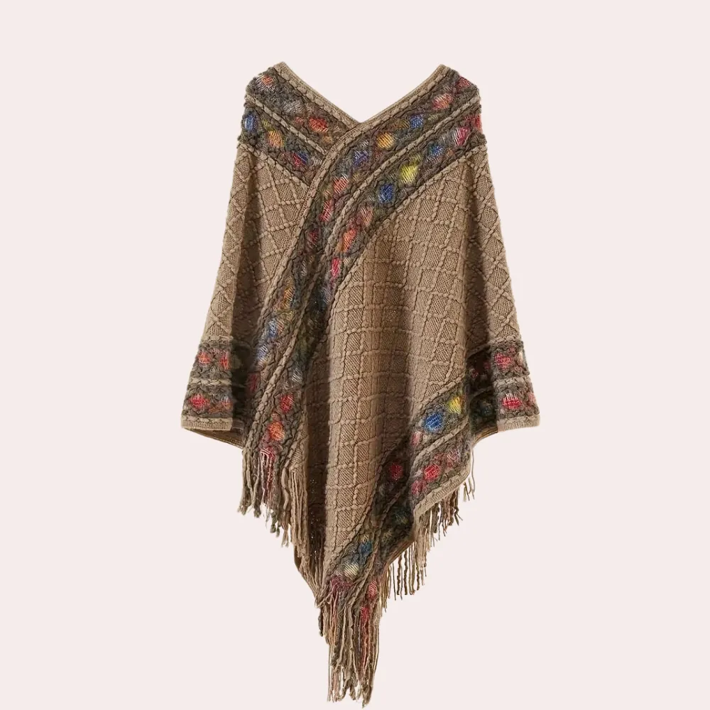 Ivyshape | Boho Poncho for Women With Trendy V-Neck