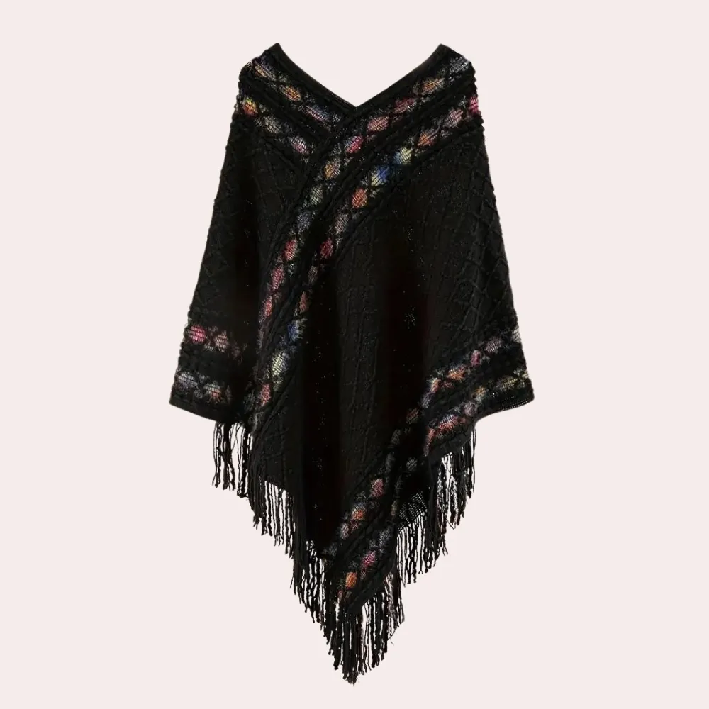 Ivyshape | Boho Poncho for Women With Trendy V-Neck