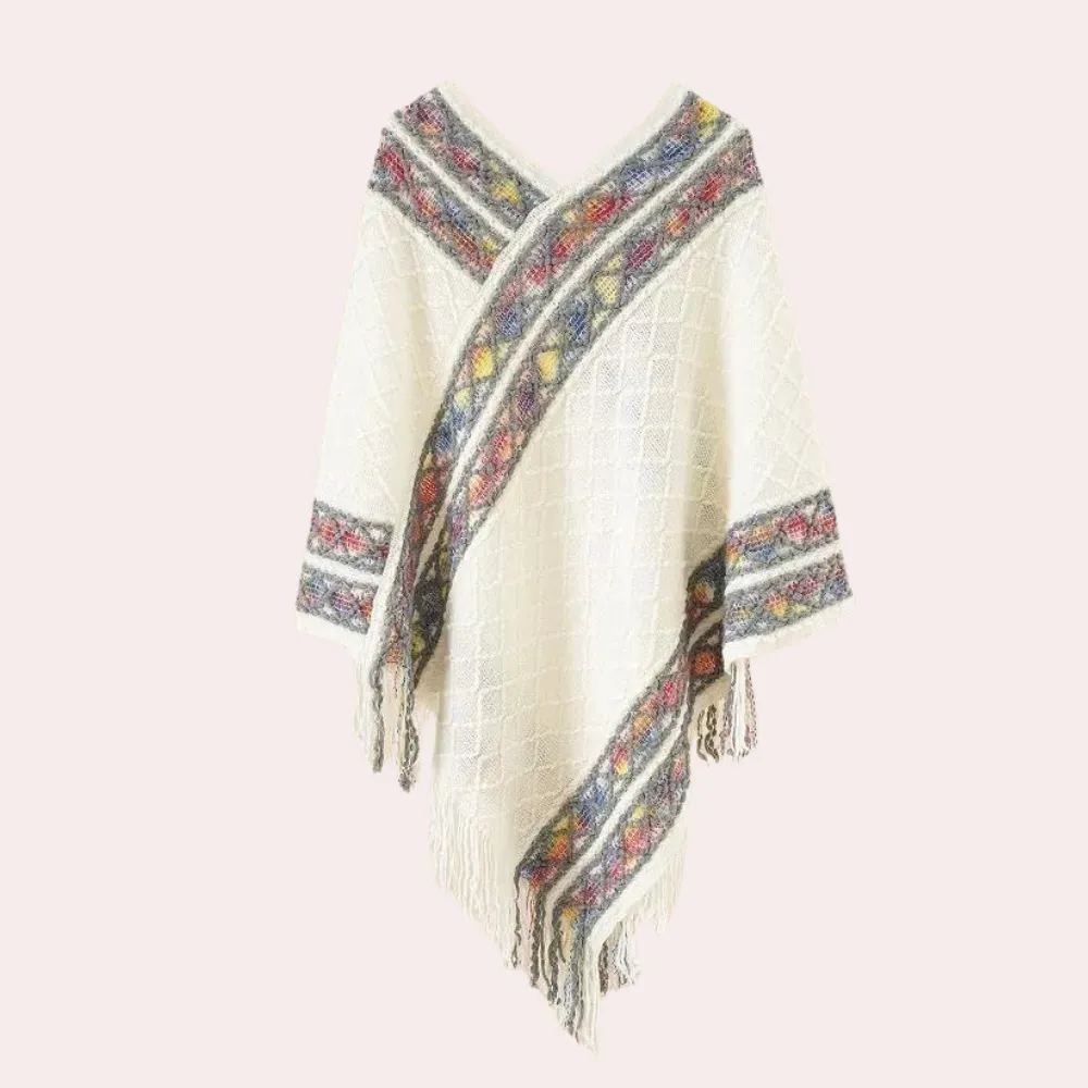 Ivyshape | Boho Poncho for Women With Trendy V-Neck