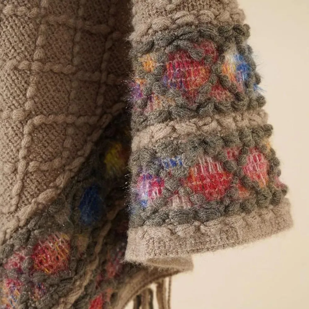 Ivyshape | Boho Poncho for Women With Trendy V-Neck