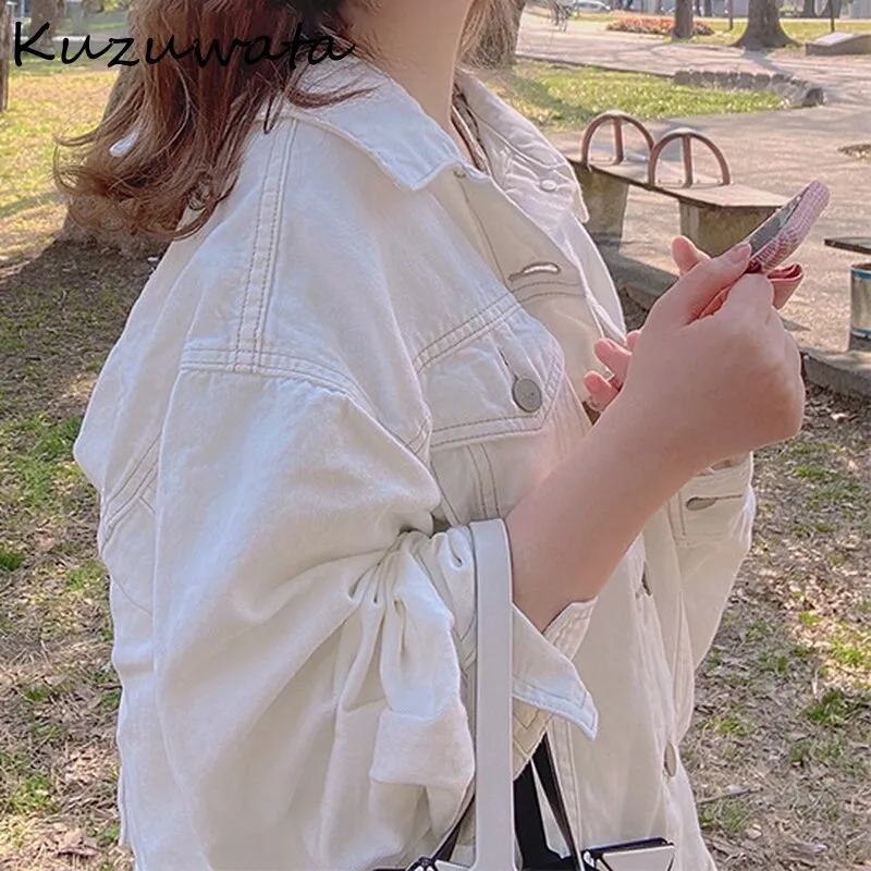 Joskaa Christmas Gift Kuzuwata Turn Down Collar Long Sleeve Single Breast Jacket Women Work Style Ol Slim Coat Femme Spring 2024 New Clothes Solid