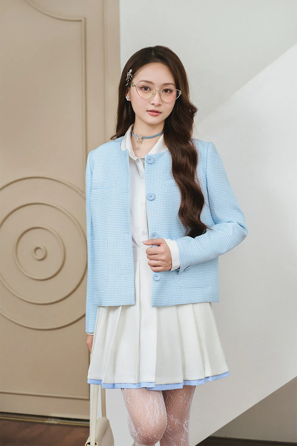 Kira A-line Pleated Cotton Mini Skirt