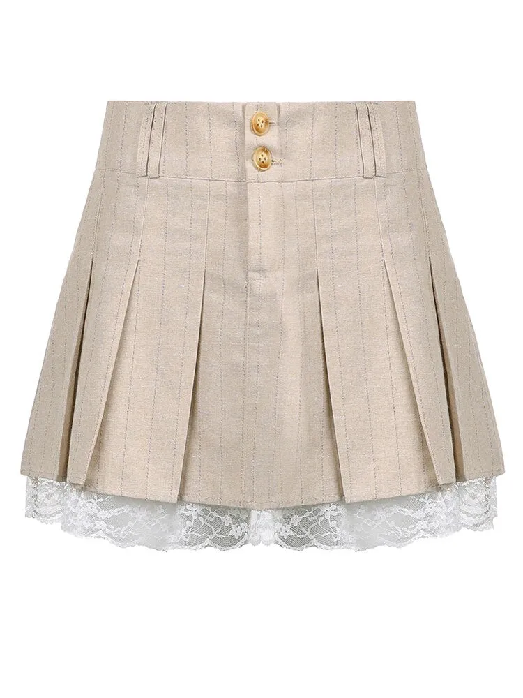 Lace Cute Pleated Skirt