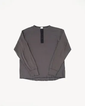 LRH1038 - Smooth Drop Needle Rib Knit Henley - Classic Black