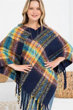 MULTI PLAID FRINGE PONCHO (NOW $5.75 ONLY!)