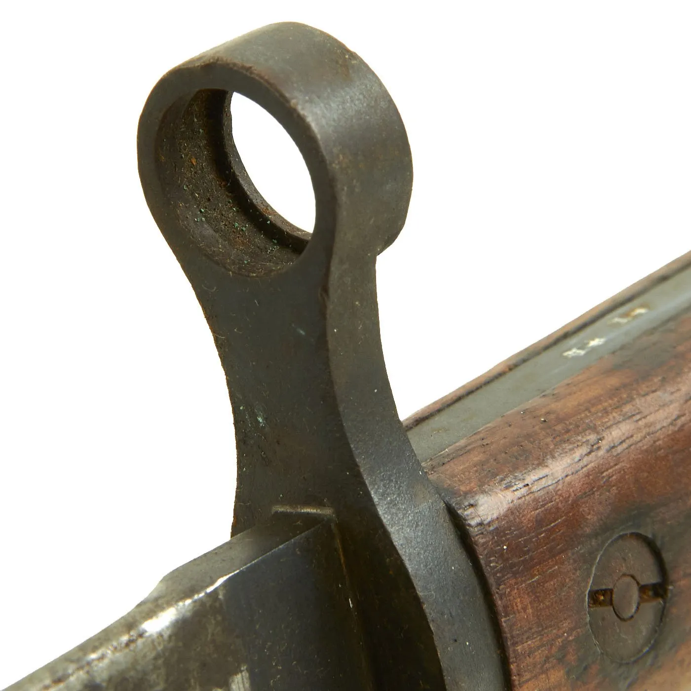 Original Canadian WWI Mk.I U.S. Marked Ross Rifle Bayonet with Scabbard in Canvas Frog - dated 1909