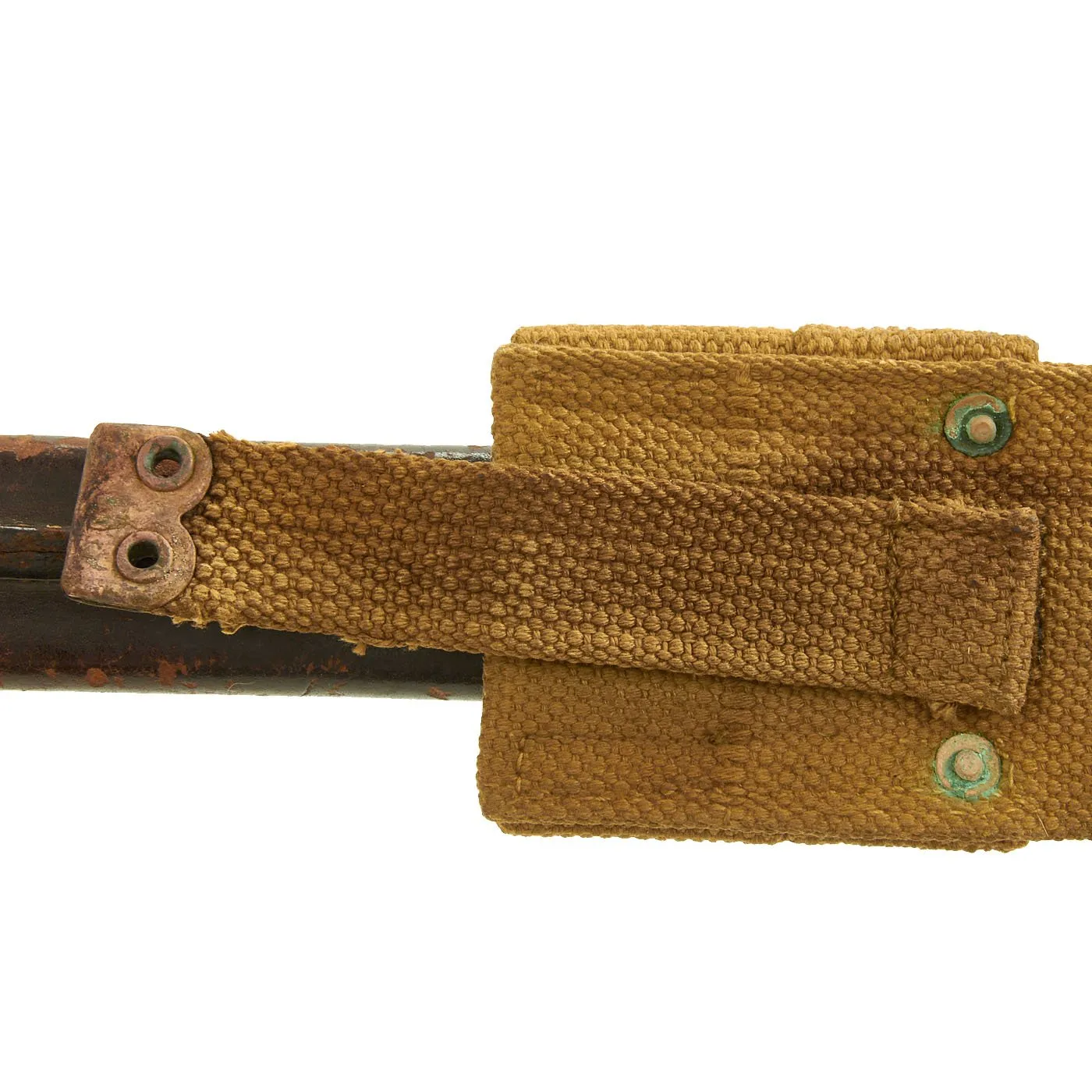 Original Canadian WWI Mk.I U.S. Marked Ross Rifle Bayonet with Scabbard in Canvas Frog - dated 1909