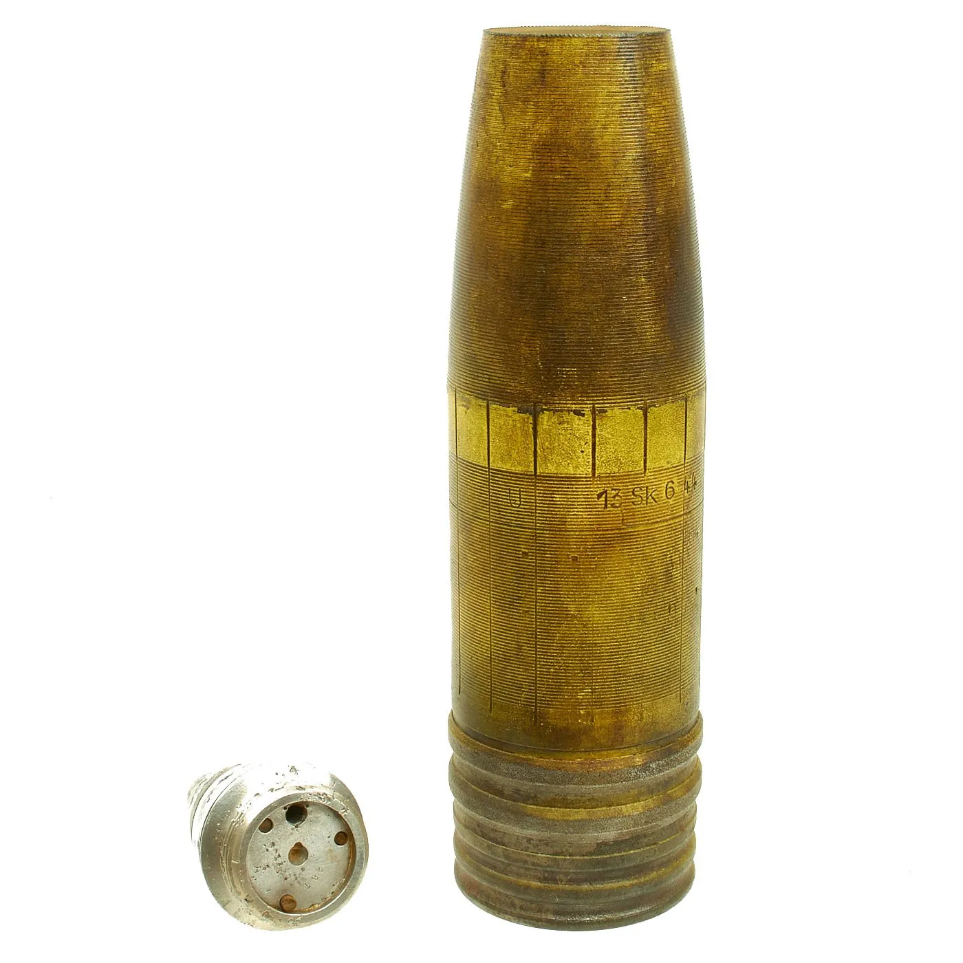 Original German WWII FlaK 88 High Explosive Inert Shell with Steel Casing - WWII Marked & Dated