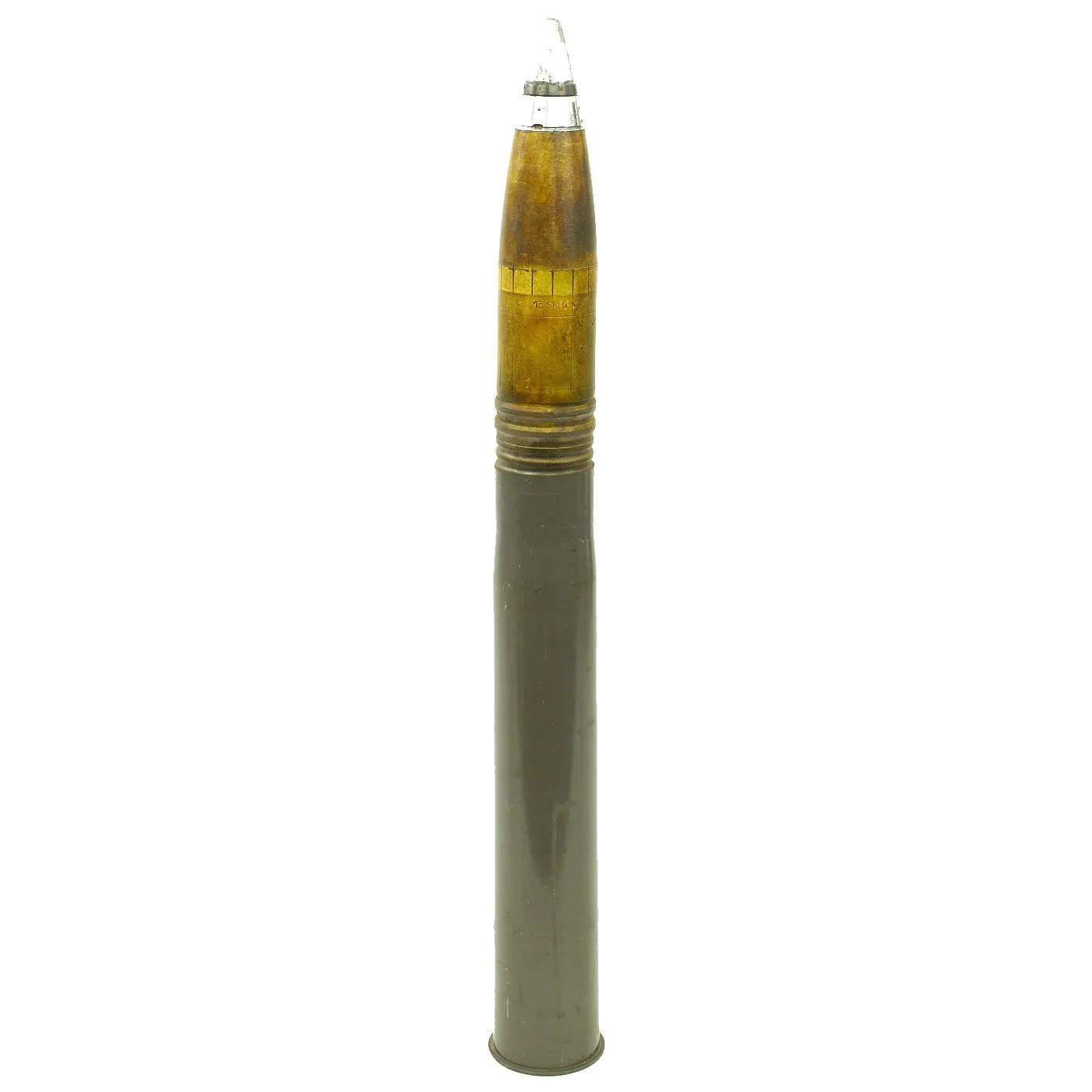 Original German WWII FlaK 88 High Explosive Inert Shell with Steel Casing - WWII Marked & Dated