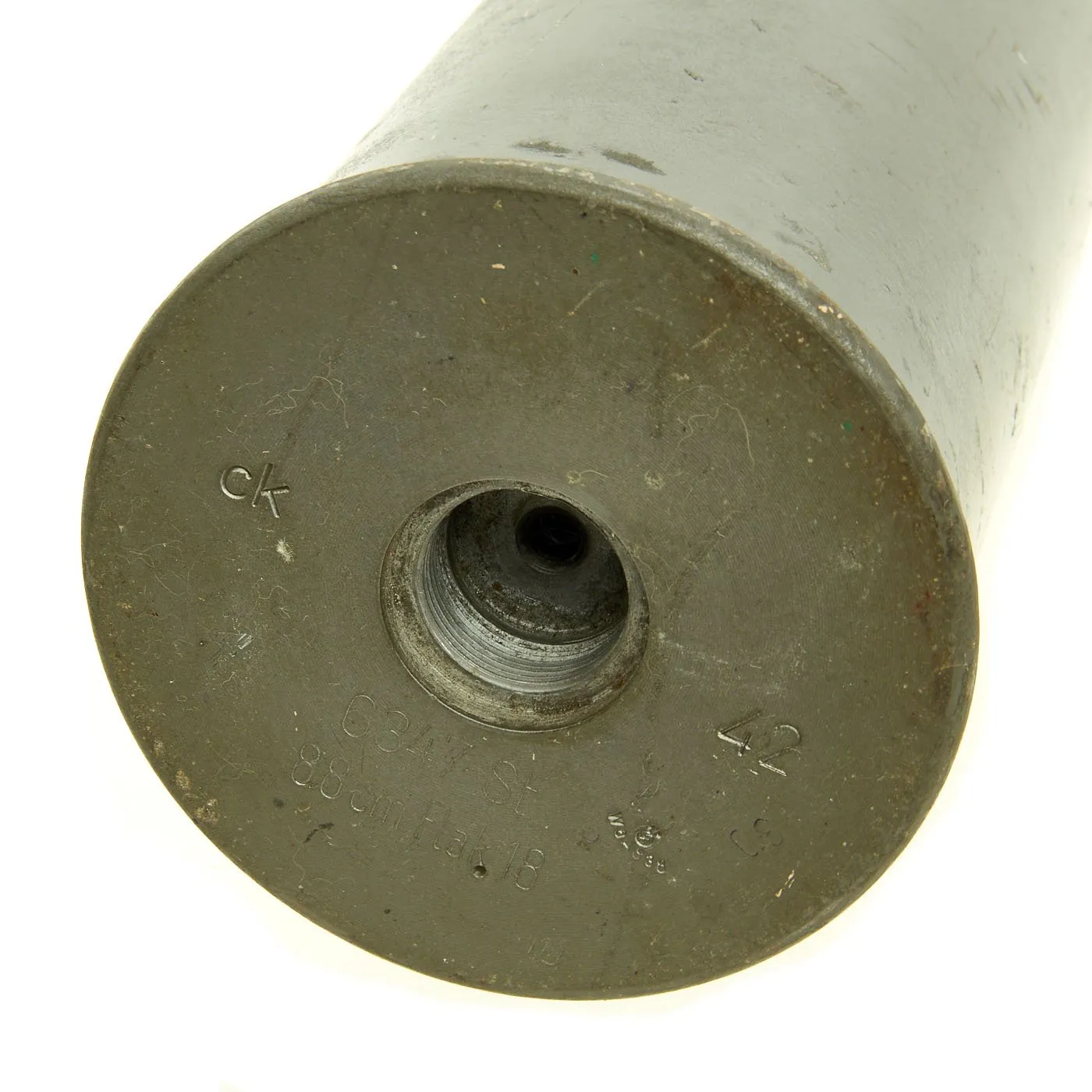 Original German WWII FlaK 88 High Explosive Inert Shell with Steel Casing - WWII Marked & Dated