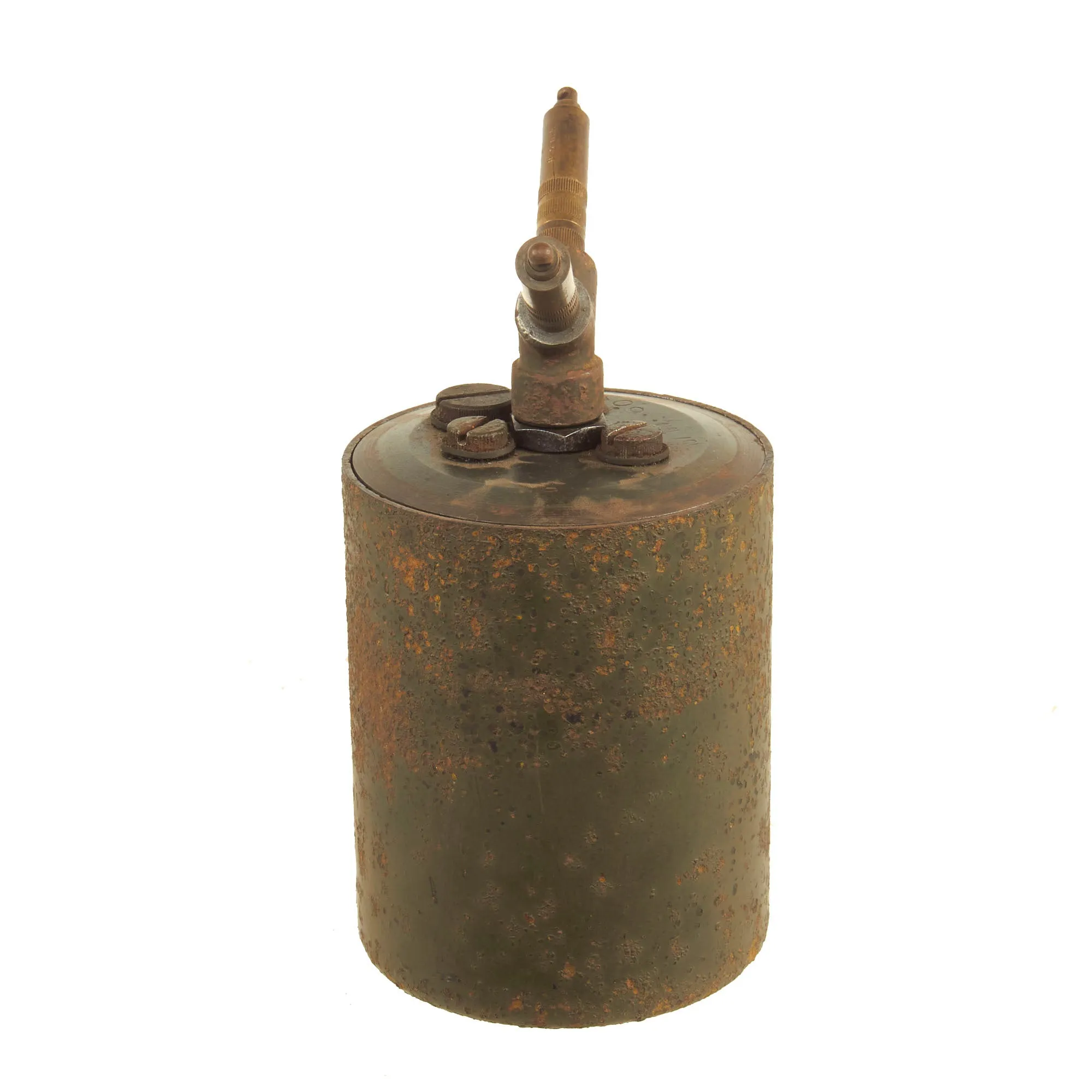 Original German WWII Inert 1940 dated Bouncing Betty S-Mine by Fritz Weber & Co. Metallwaren und Laternenfabrik, Berlin with Shrapnel