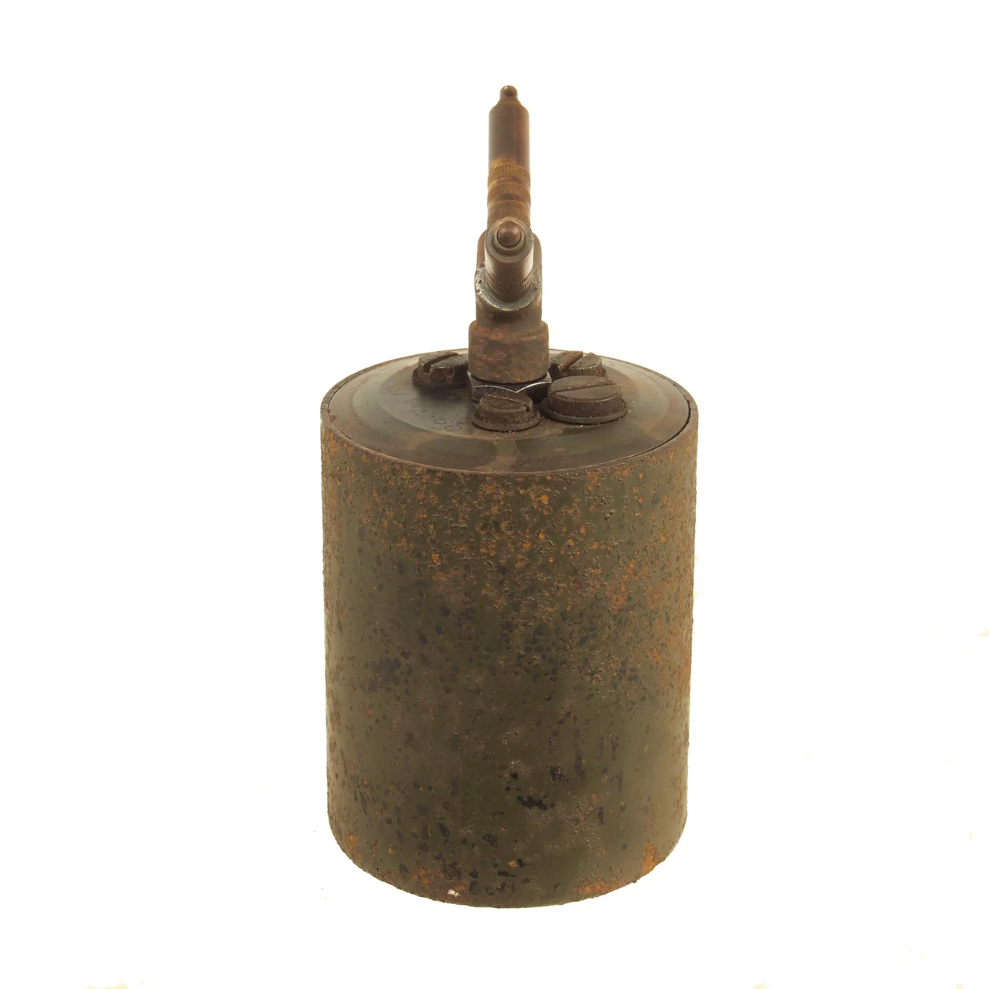 Original German WWII Inert 1940 dated Bouncing Betty S-Mine by Fritz Weber & Co. Metallwaren und Laternenfabrik, Berlin with Shrapnel