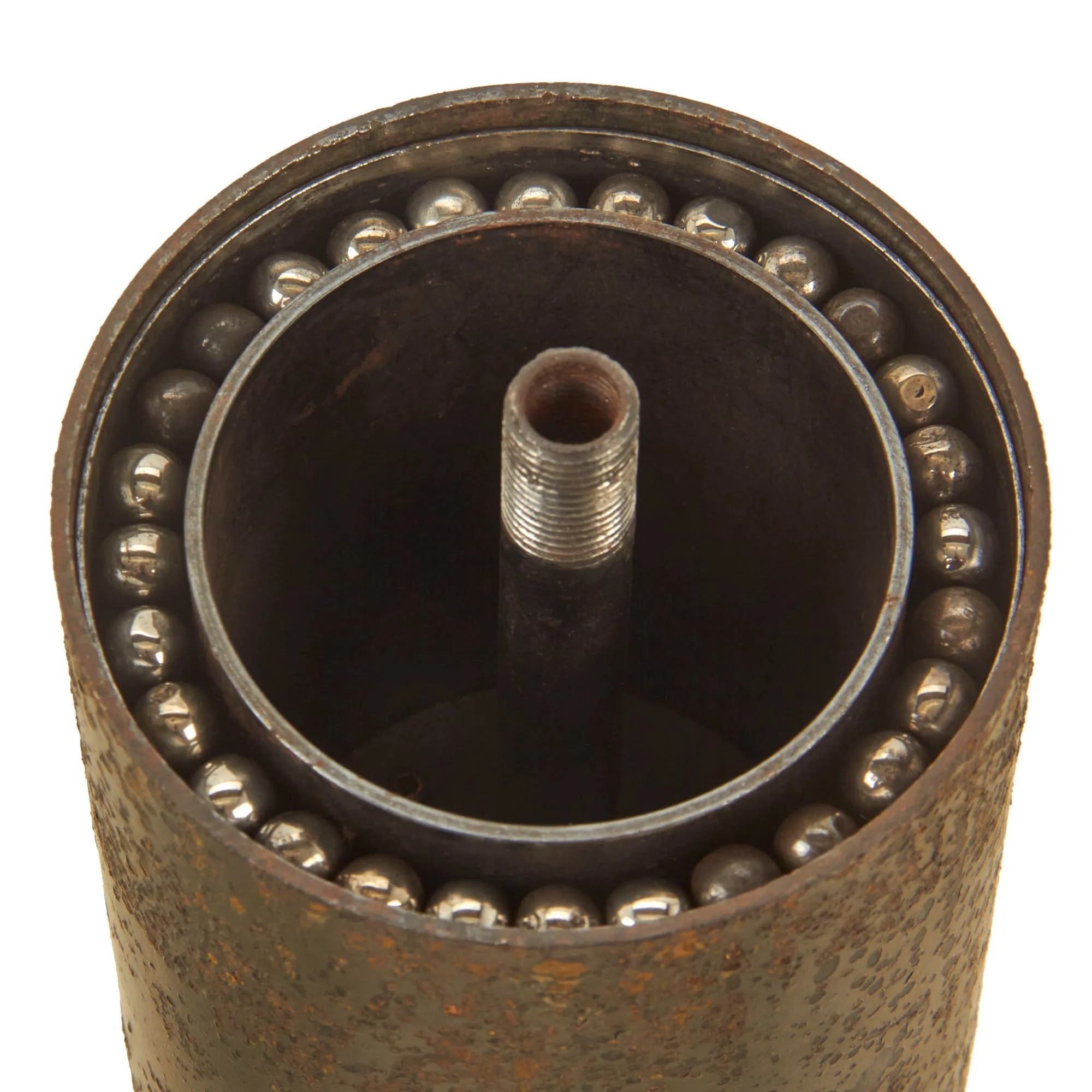 Original German WWII Inert 1940 dated Bouncing Betty S-Mine by Fritz Weber & Co. Metallwaren und Laternenfabrik, Berlin with Shrapnel
