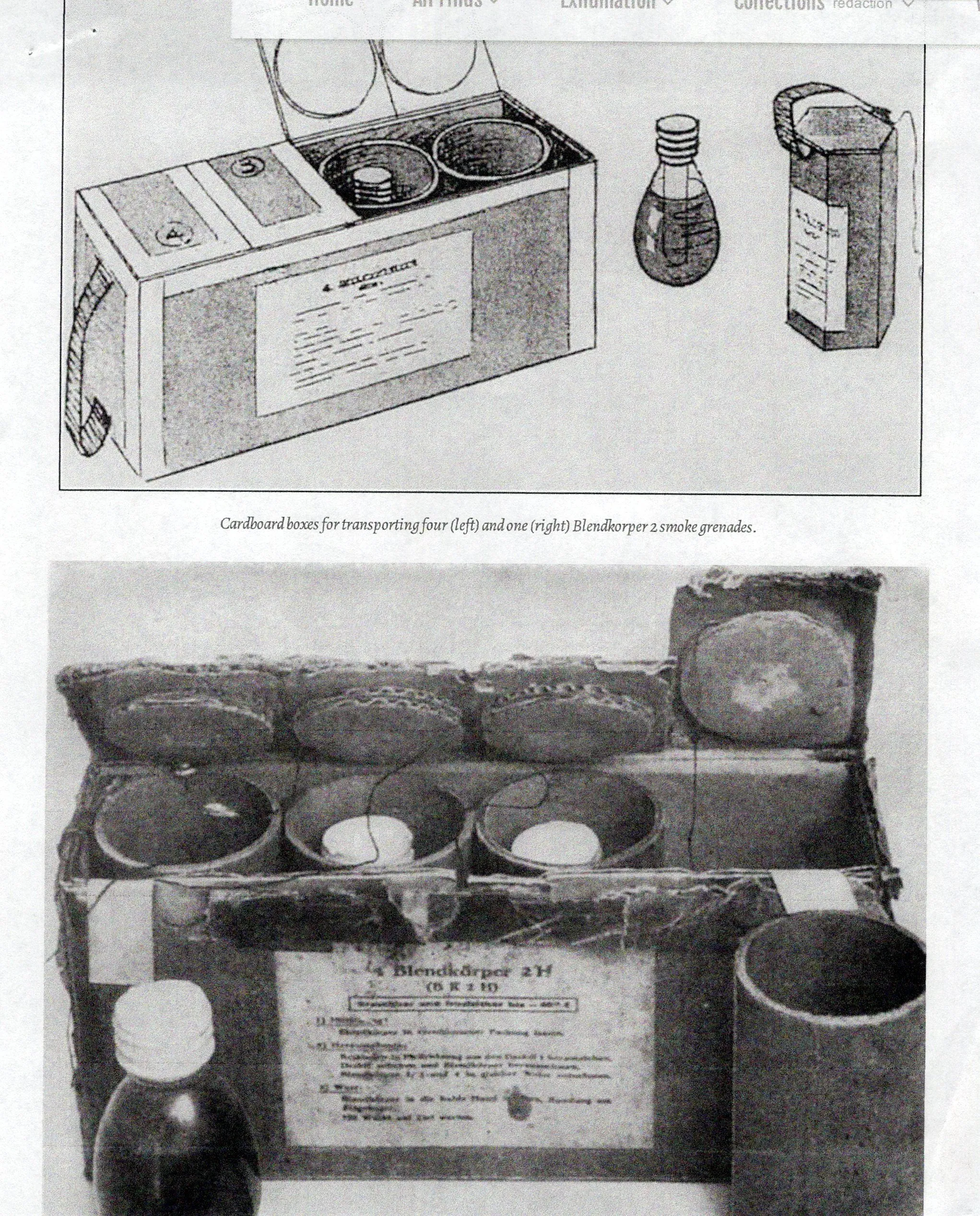 Original German WWII Inert BK-2H Blendkörper Frangible Chemical Smoke Glass Grenade Pieces in Cases