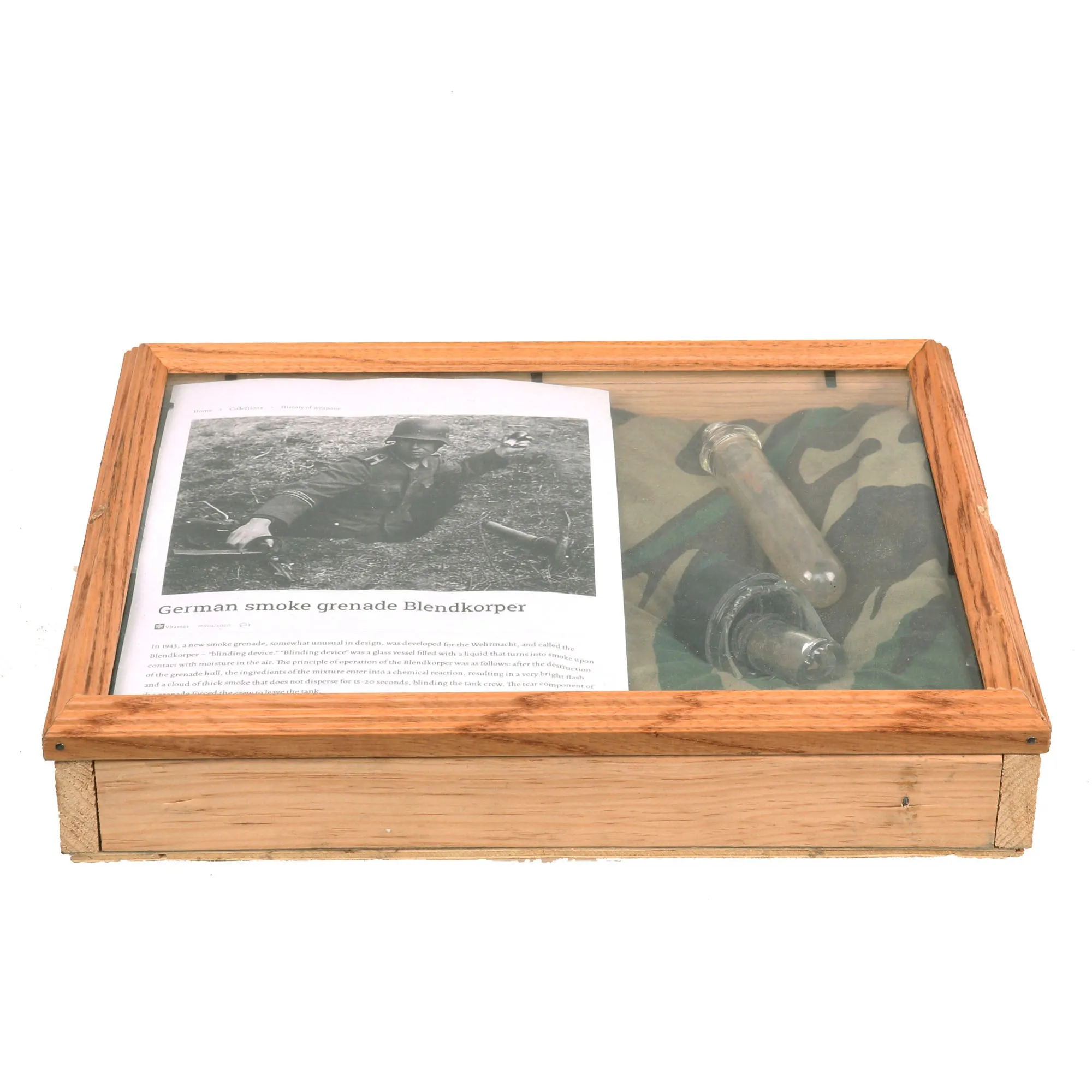 Original German WWII Inert BK-2H Blendkörper Frangible Chemical Smoke Glass Grenade Pieces in Cases