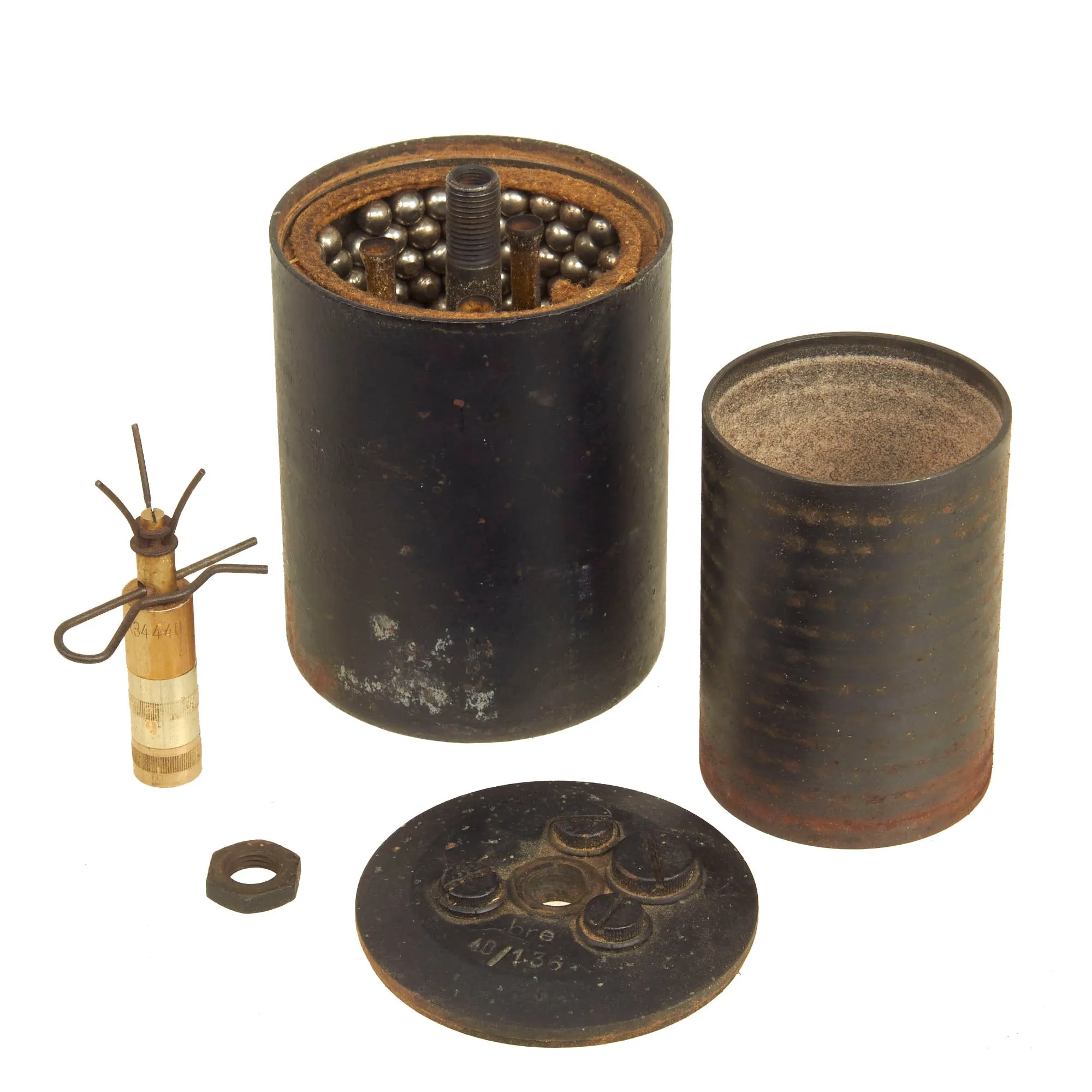 Original WWII German 1940 dated Bouncing Betty S-Mine with Shrapnel and Pressure Fuse