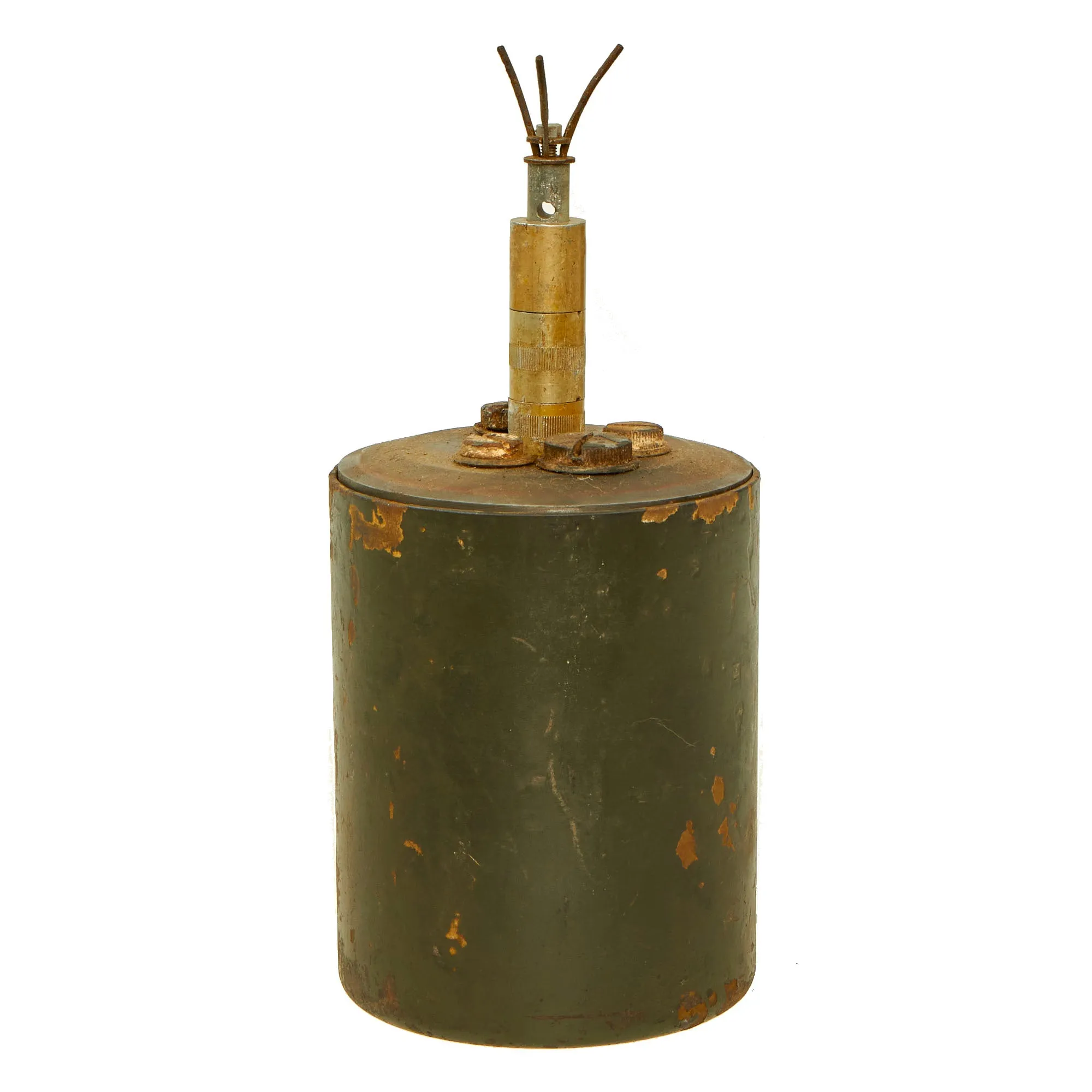 Original WWII German 1940 dated Bouncing Betty S-Mine with Shrapnel, Pressure Fuse and Pressure 35 Fuse