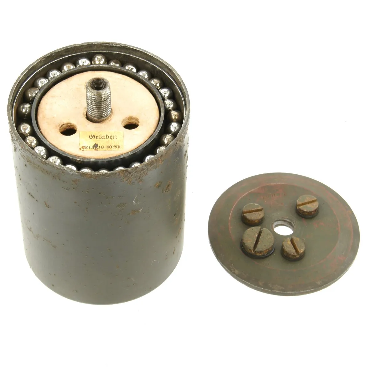 Original WWII German 1941-dated Bouncing Betty S-Mine with Shrapnel and Mock Explosive - Maker Marked