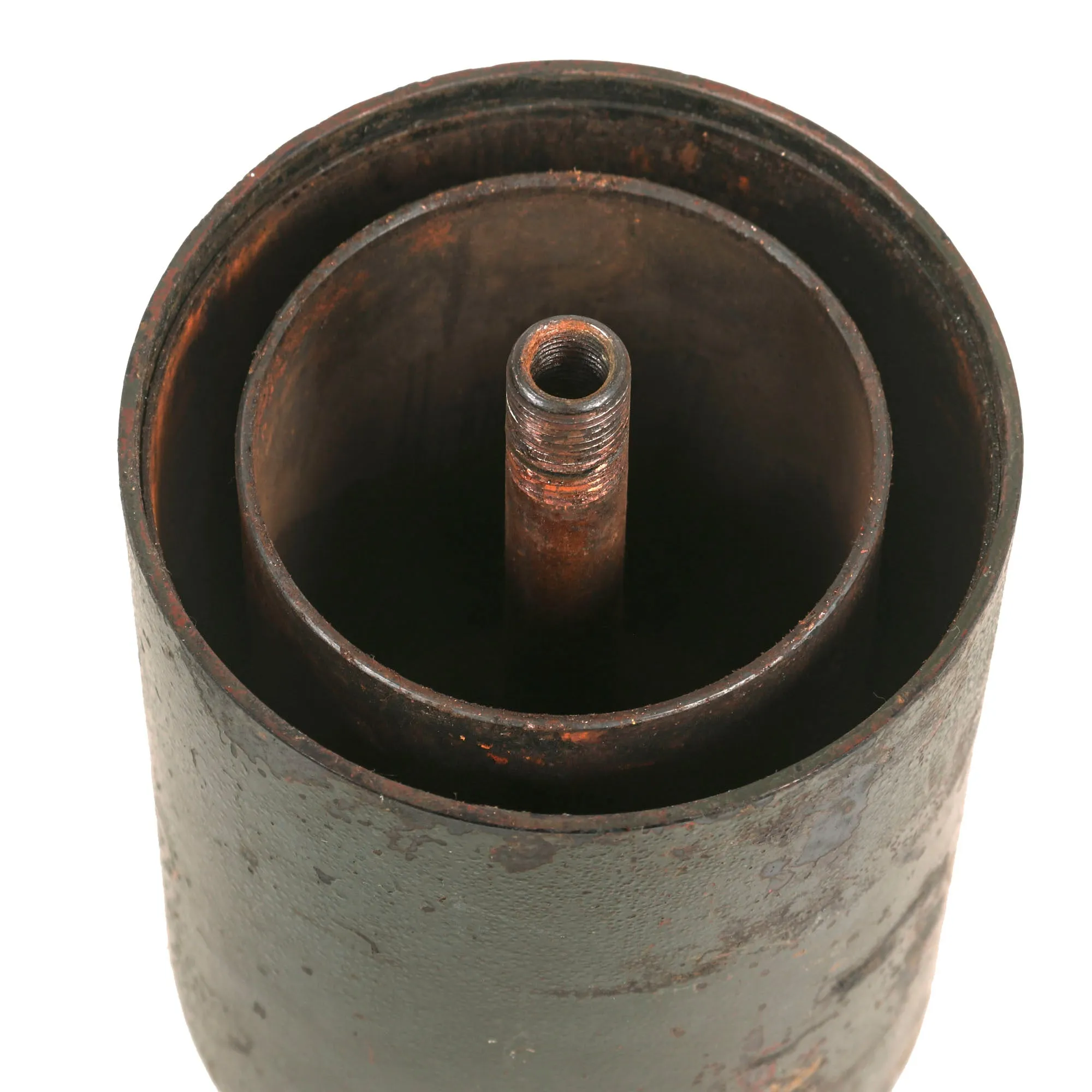 Original WWII German 1942 dated Bouncing Betty S-Mine with Shrapnel and M39 Egg Grenade Pull (B.Z.E.) Fuze - Inert