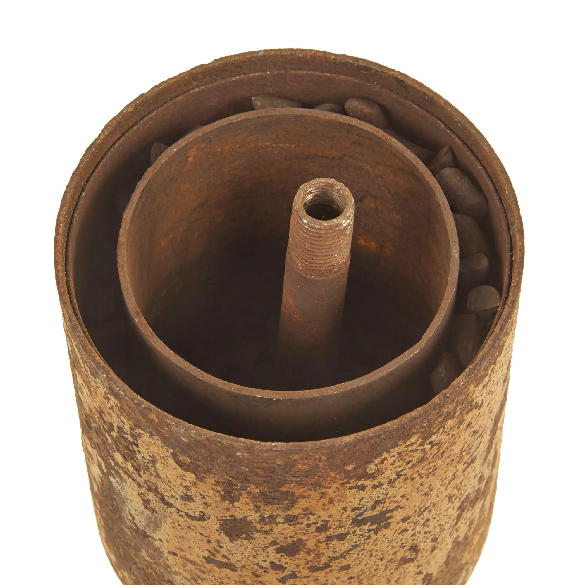 Original WWII German Bouncing Betty S-Mine with Original Shrapnel and 1940 Dated Pressure Fuse