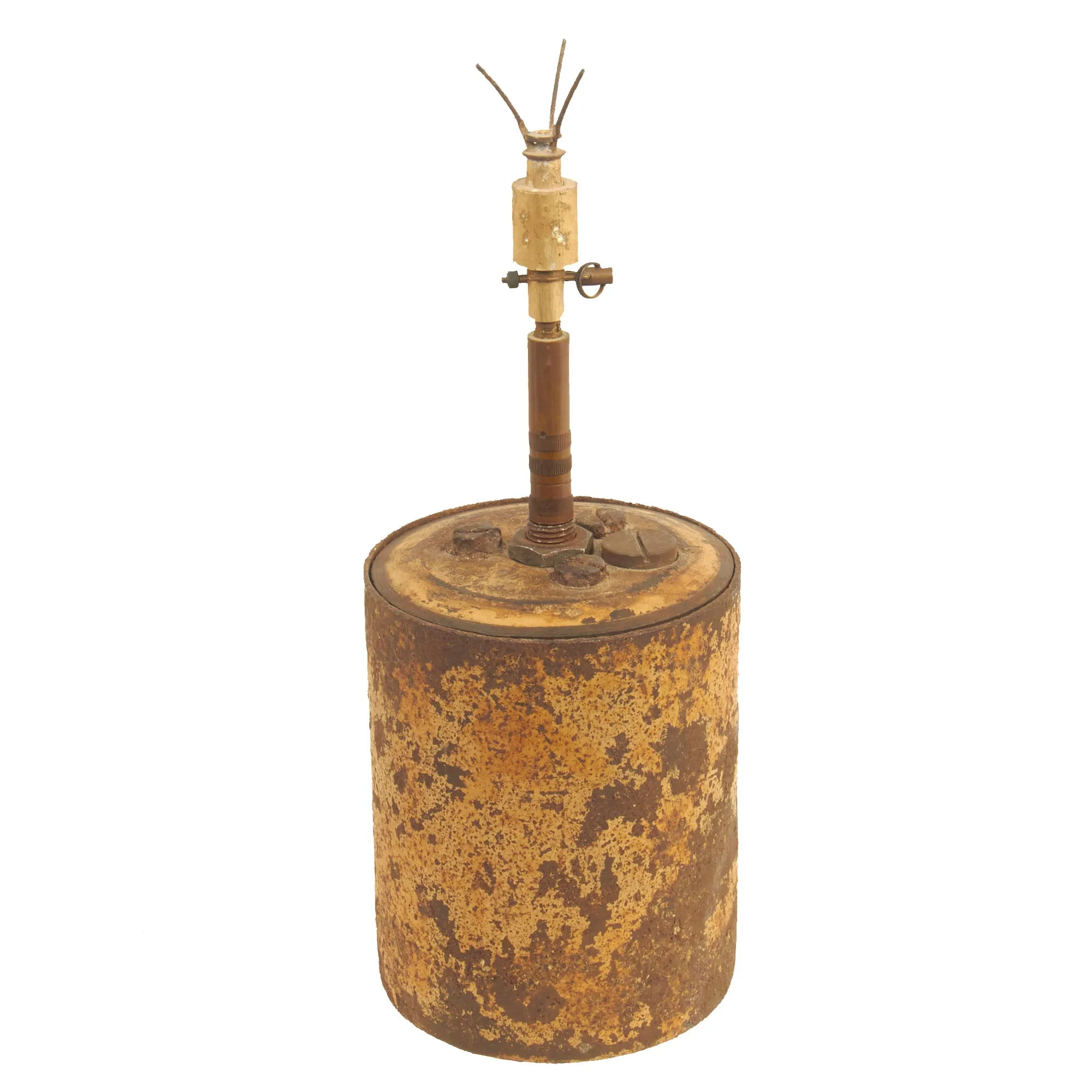 Original WWII German Bouncing Betty S-Mine with Original Shrapnel and 1940 Dated Pressure Fuse