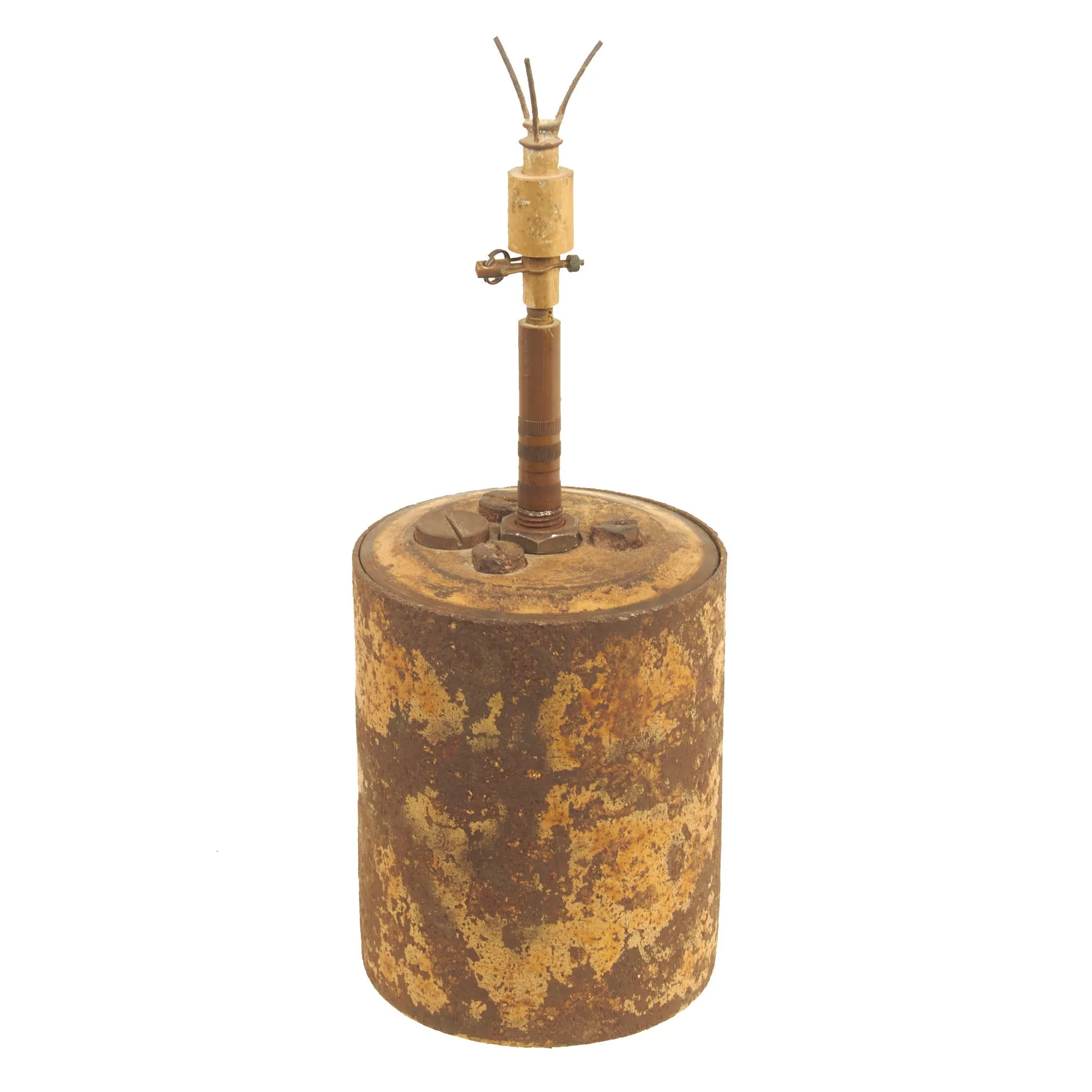 Original WWII German Bouncing Betty S-Mine with Original Shrapnel and 1940 Dated Pressure Fuse