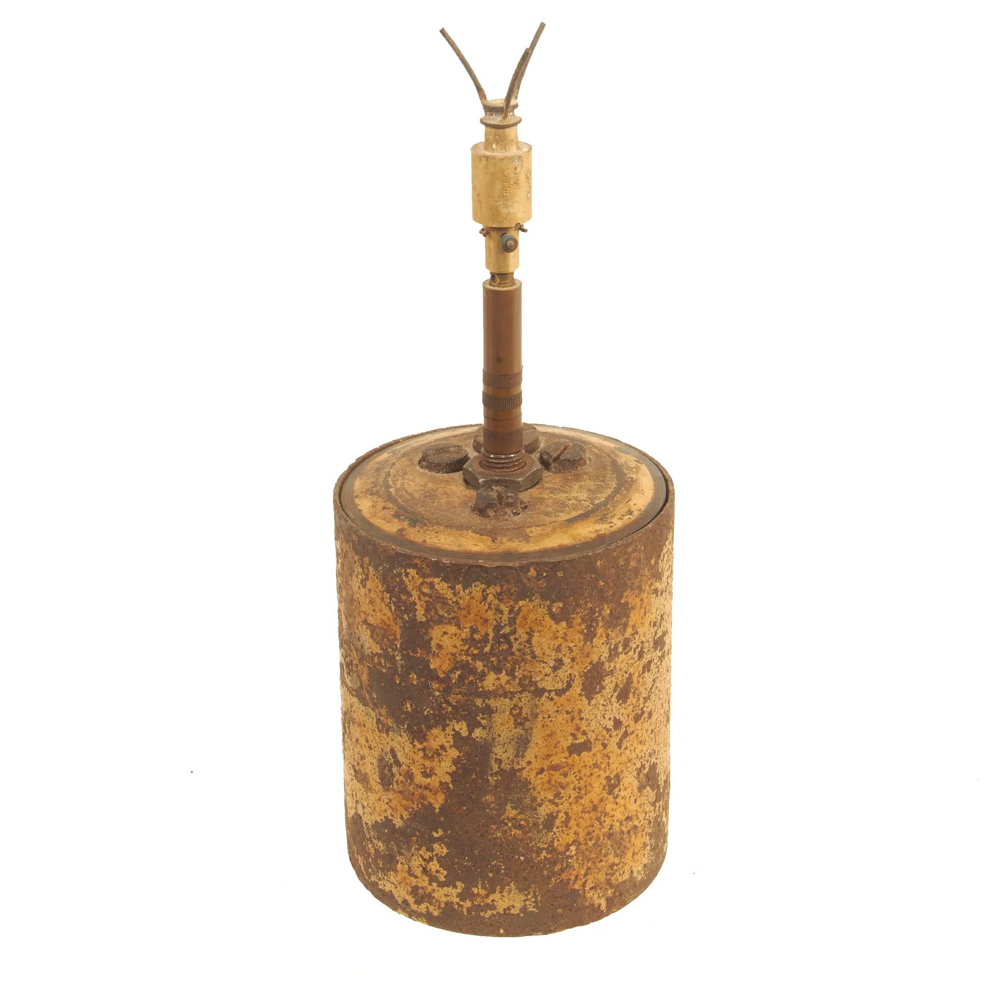 Original WWII German Bouncing Betty S-Mine with Original Shrapnel and 1940 Dated Pressure Fuse