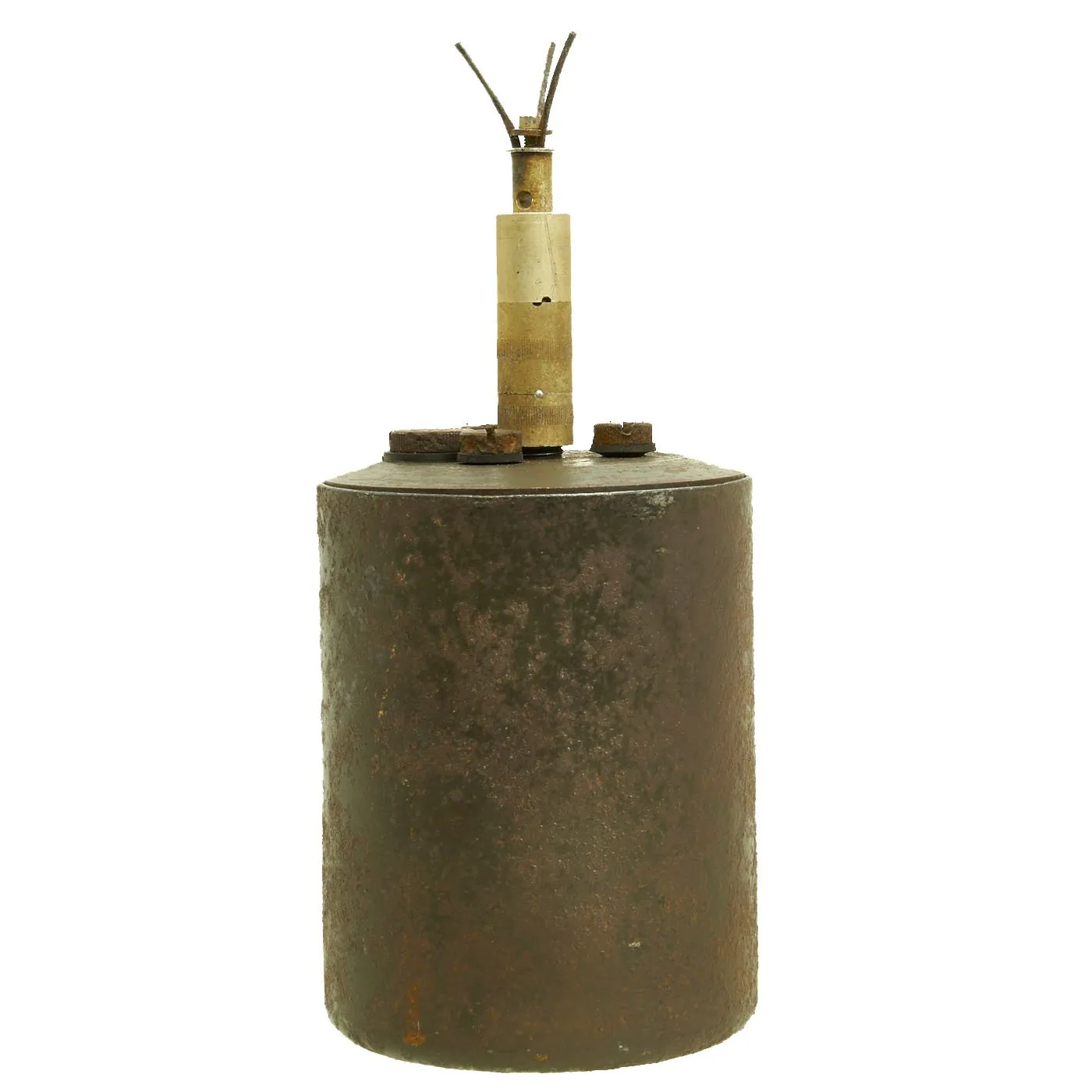 Original WWII German Bouncing Betty S-Mine with Shrapnel & Rinker-marked Grass Blade Fuse
