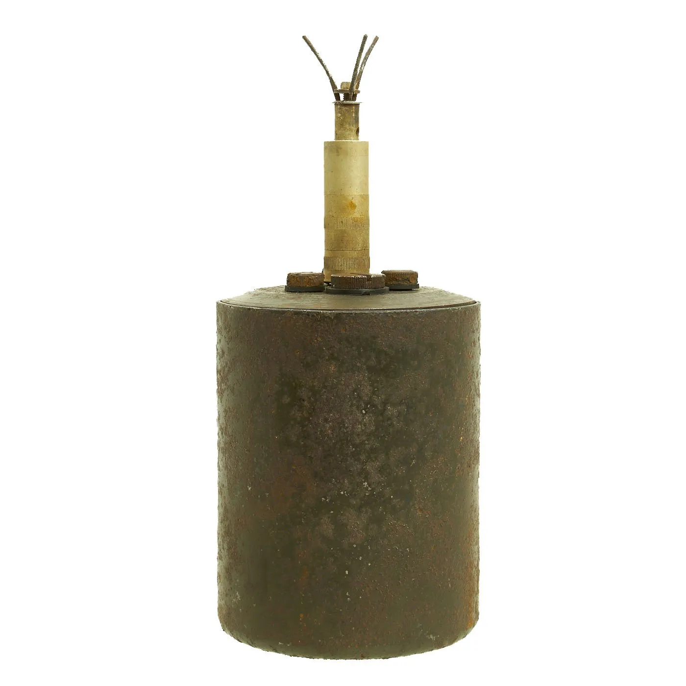 Original WWII German Bouncing Betty S-Mine with Shrapnel & Rinker-marked Grass Blade Fuse