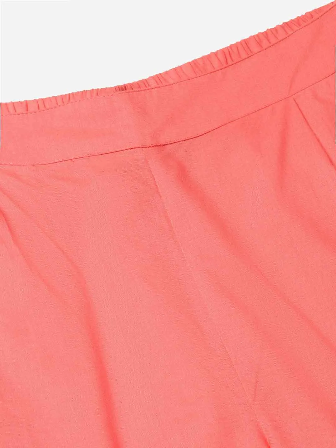 Peach Ethnic Wear Cotton Pants