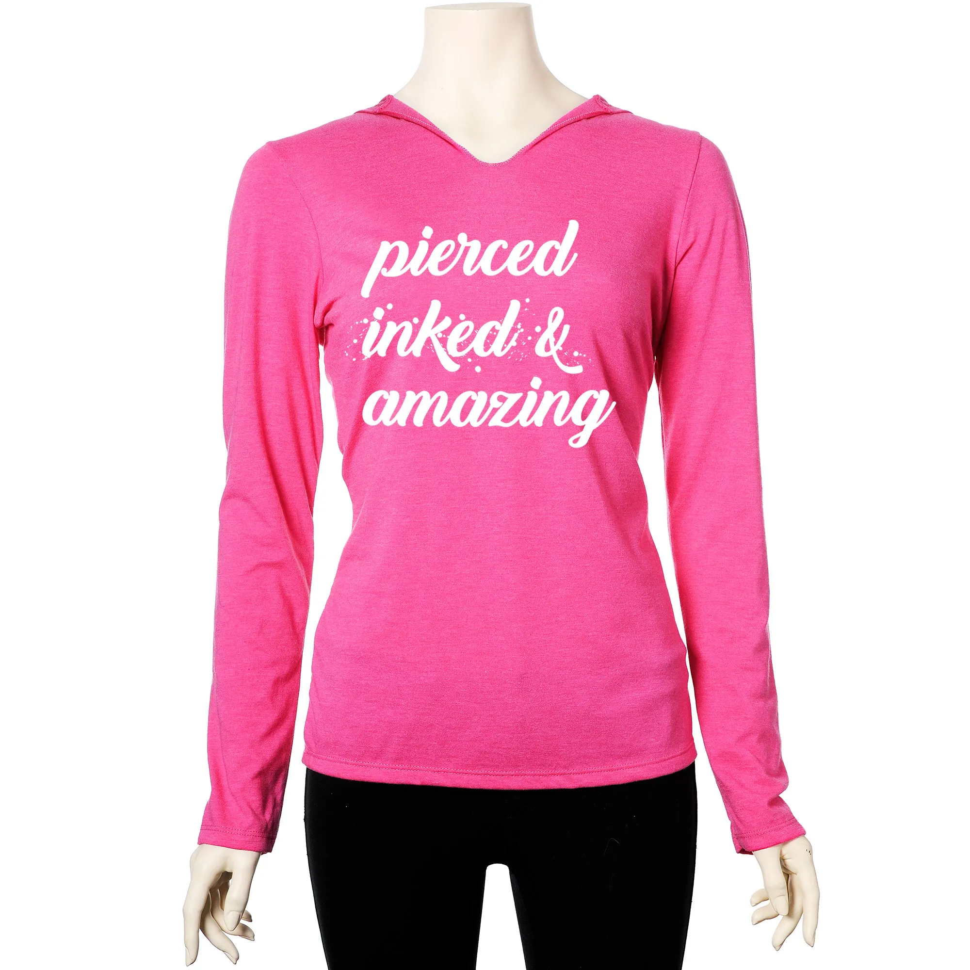 Pierced Inked & Amazing Pink Frost Tapered Long Sleeve Hoodie