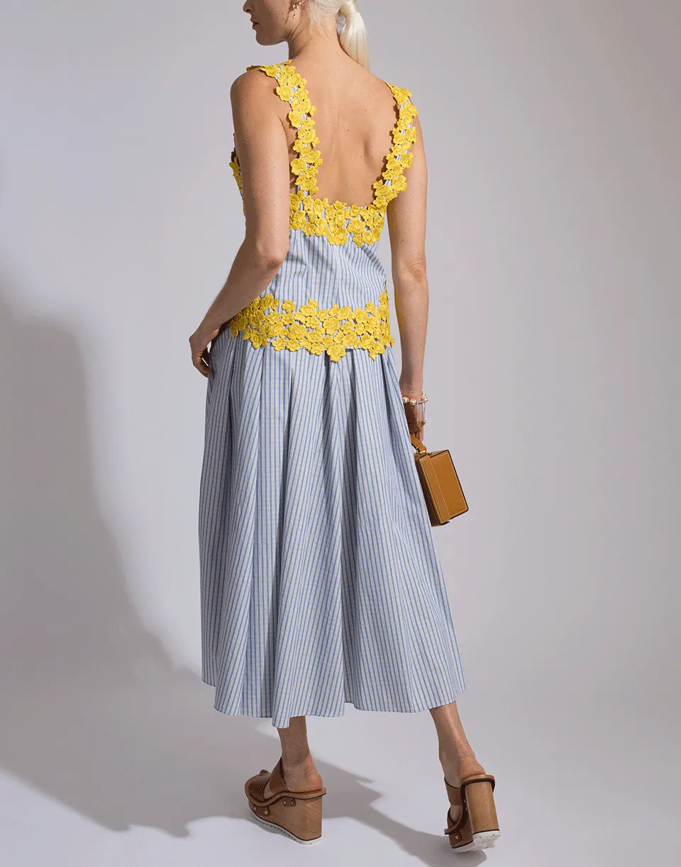Pleated A Line Striped Skirt