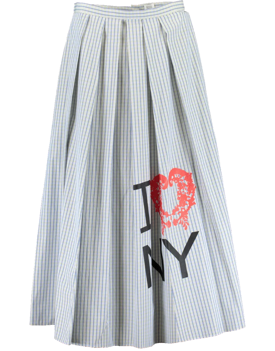 Pleated A Line Striped Skirt