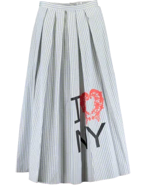 Pleated A Line Striped Skirt