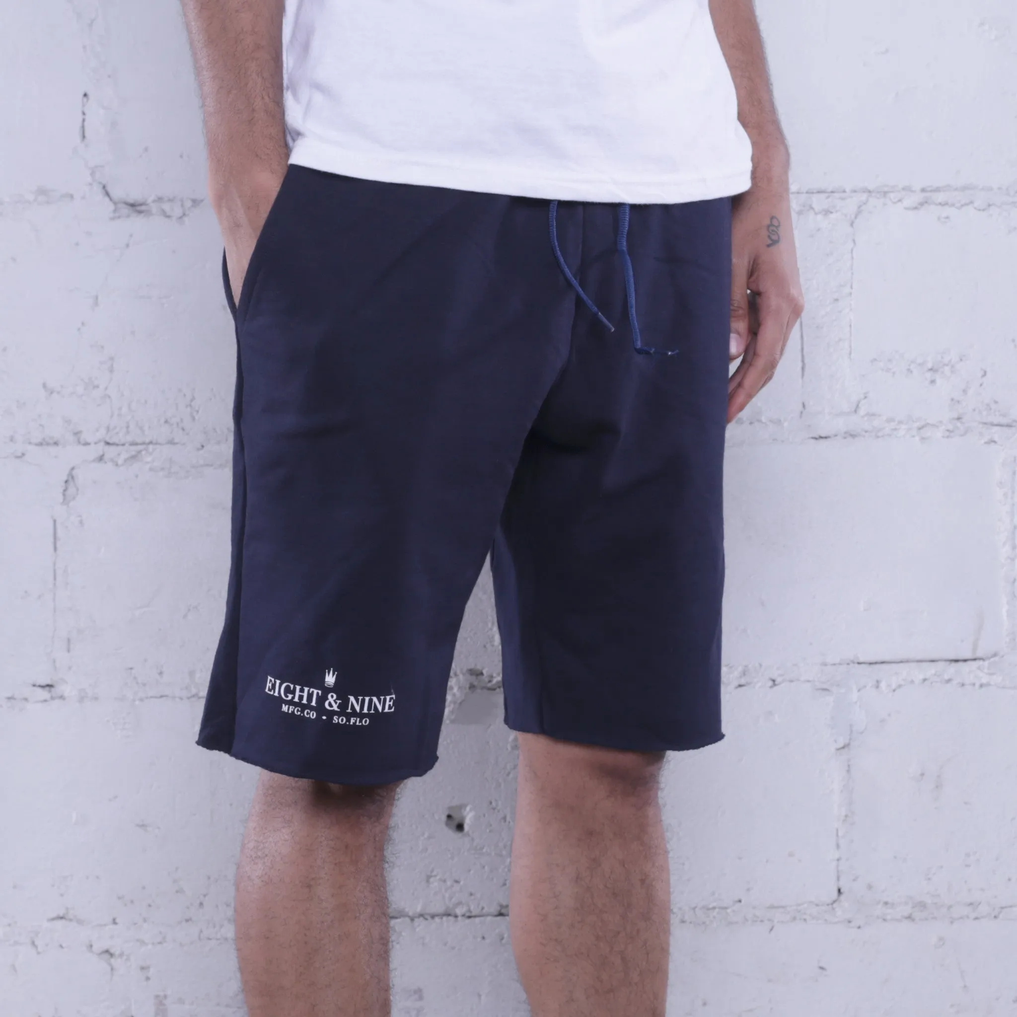 Rolee Premium Terry Shorts Navy w/ White