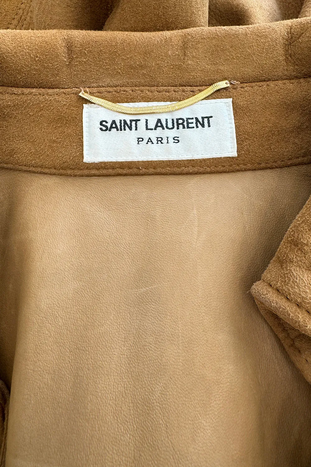 Spring 2013 Yves Saint Laurent by Hedi Slimane Runway Look 4 Suede Safari Lace-up Full Length Dress
